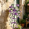 thumbnail image 5 of Artificial Hanging Flowers for Outdoor Indoor, Fake Silk Vine Flowers UV Fade Resistant, Realistic Faux Floral Greenery for Porch Patio Balcony Window Basket Home Wall Decor(Purple&White), 5 of 7