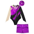 thumbnail image 4 of renvena Gymnastics Leotards for Girls Tumbling Biketards Ballet Dance Outfit with Hair Band Unitard with Shorts Purple 10, 4 of 7