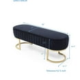 thumbnail image 3 of End of Bed Bench, 48" Velvet Upholstered Entryway Bench with Golden Metal Legs, Modern Ottoman Bench Oval Foot Rest Long Stool for Sofa Couch Bedroom Living Room Window, Black, 3 of 6