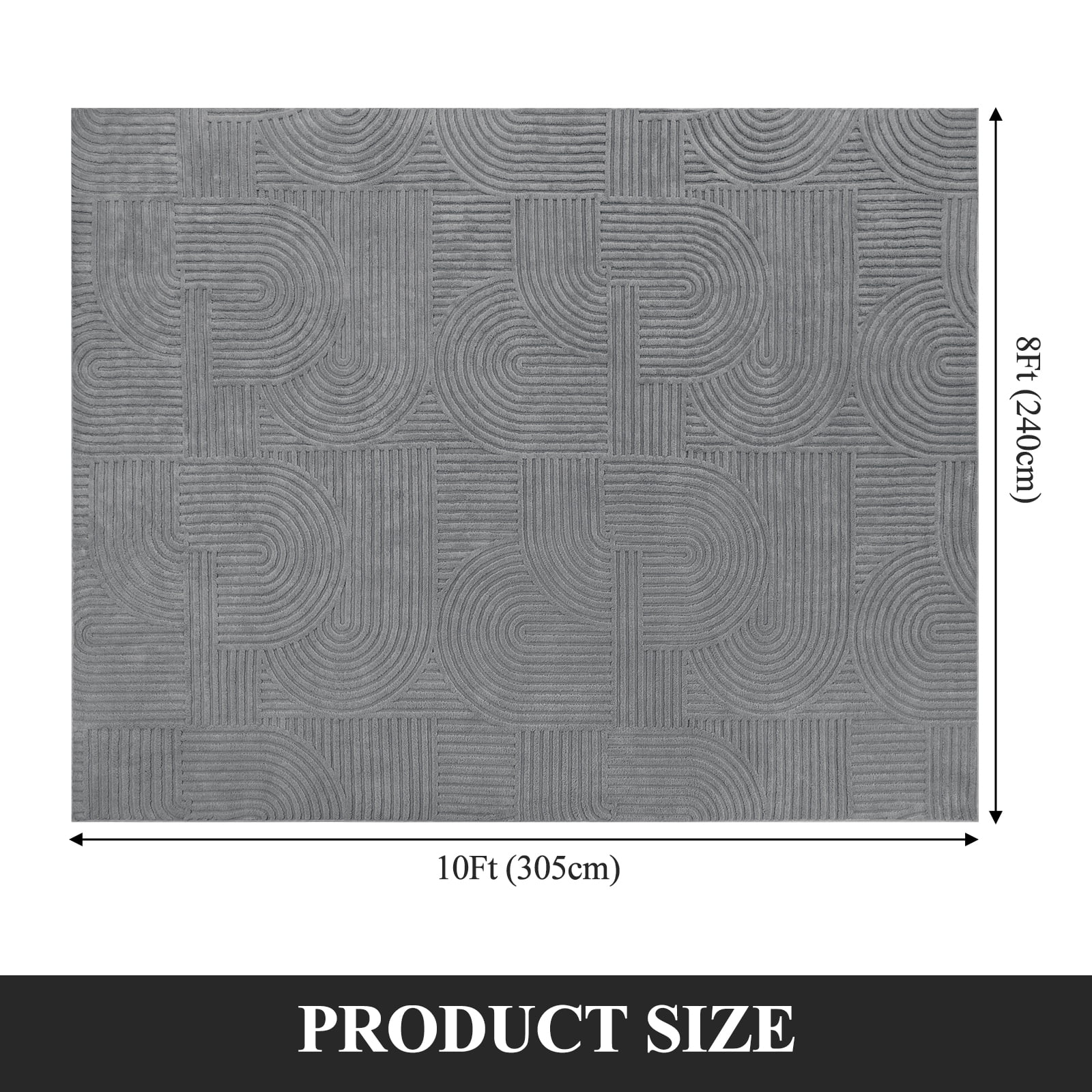 8'x 10' Area Rugs Soft Cozy Fluffy Arch Pattern High-Low Pile Large Non Slip Washable Modern Geometric Rug Scandinavian Minimalist Carpet for Living Room Bedroom Dining Room