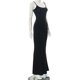 thumbnail image 4 of Vestido Largo Con Cola De Pez Vestido ajustado sin espalda Estilo de salón sexy Traje diario de color sólido (Negro L) Kuymtek para Mujer Negro T XXL, 4 of 8