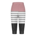 thumbnail image 5 of Women Pants Summer Striped Prints Capris Thin Breathable High Waist Drawstring Joggers Sweat Pants for Womens Pink XL, 5 of 5