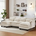 thumbnail image 6 of JONPONY109.45" Modular Sectional Sofa with Double Cushion Sleeper Chaise,Modern Comfy Boucle Couch with Waist Pillows for Living Room,Beige, 6 of 11