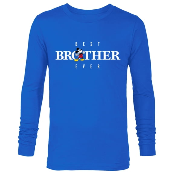 Disney Mickey Mouse Thumbs Up Best Brother Ever Family- Long Sleeve T-Shirt for Men - Customized-Navy
