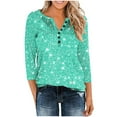 thumbnail image 6 of NSLGXD 3/4 Length Sleeve Womens Tops Trendy Button V Neck Henley Shirts Gradient Color Casual Boho T-Shirts Loose Comfy Tunic Tops Blouses Summer Vacation Shirts for Women 2025, 6 of 6