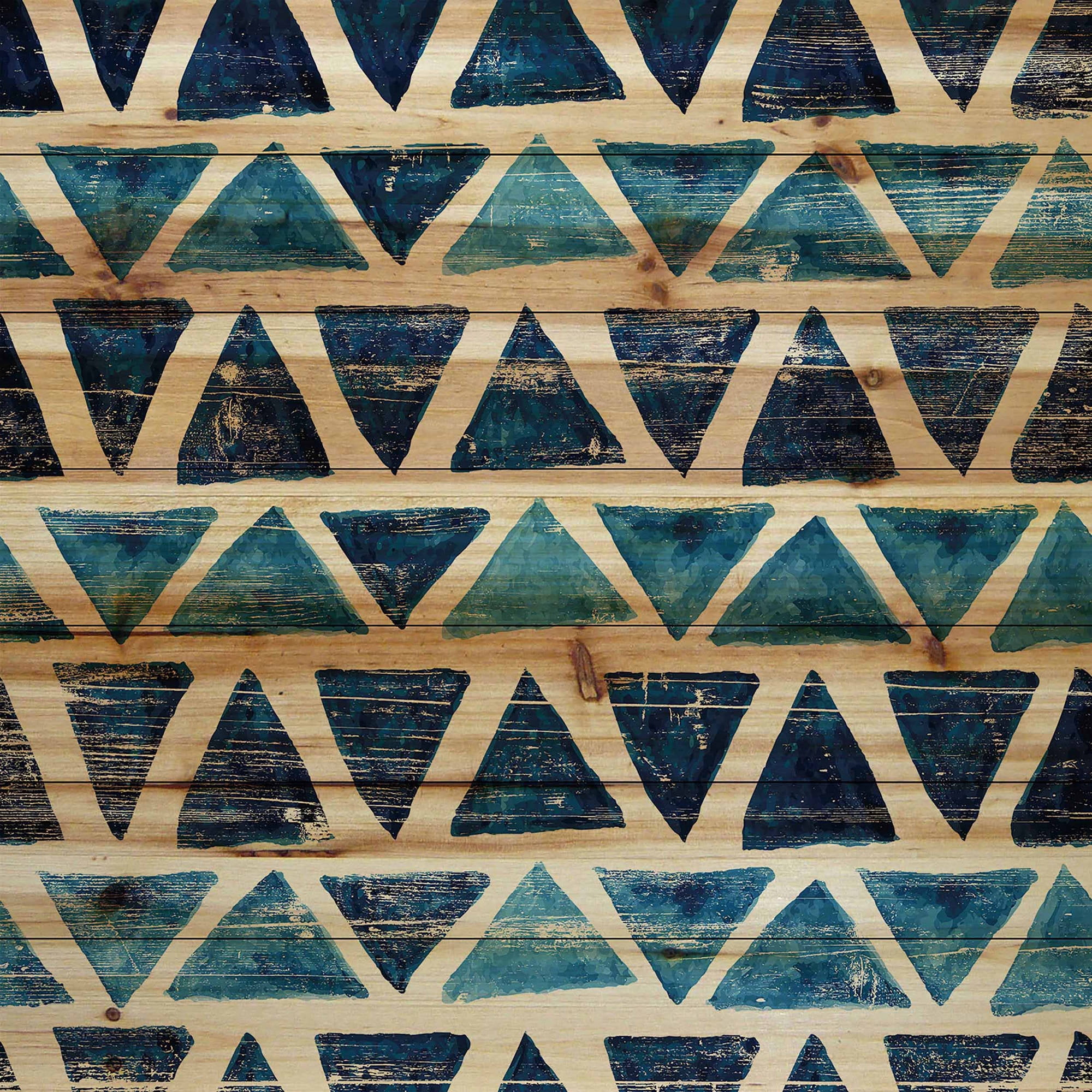 Marmont Hill - "Blue Rows" Painting Print on Natural Pine Wood