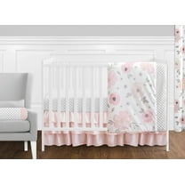 Sweet Jojo Designs Watercolor Floral Pink Grey and White 11 Piece Crib Bedding Set