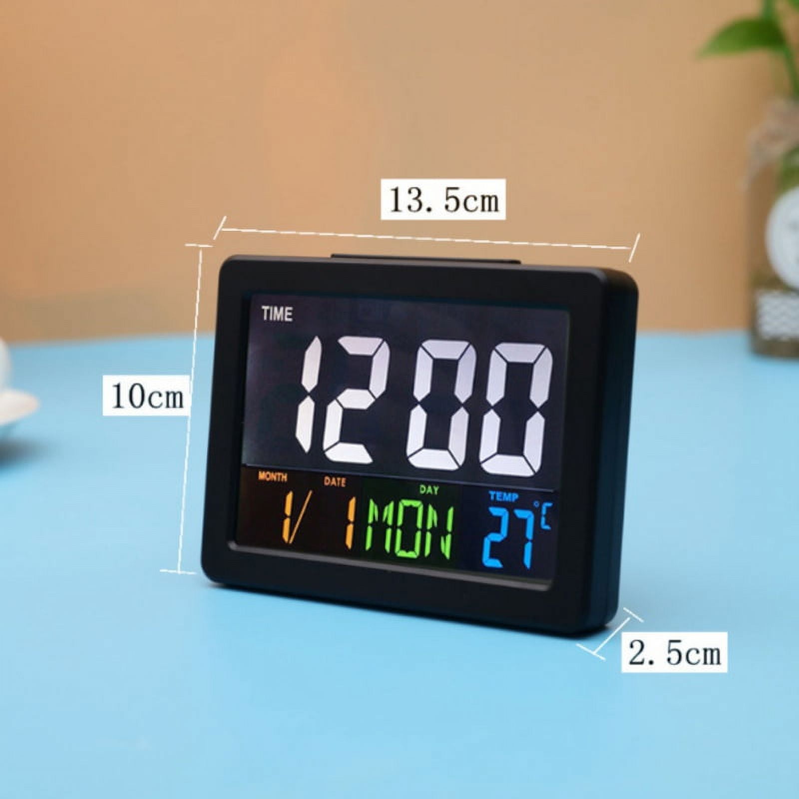 Colorful Large Digital Display Students Alarm Clock Display Date LED Electronic Desk Clock with Indoor Temperature Home Decor