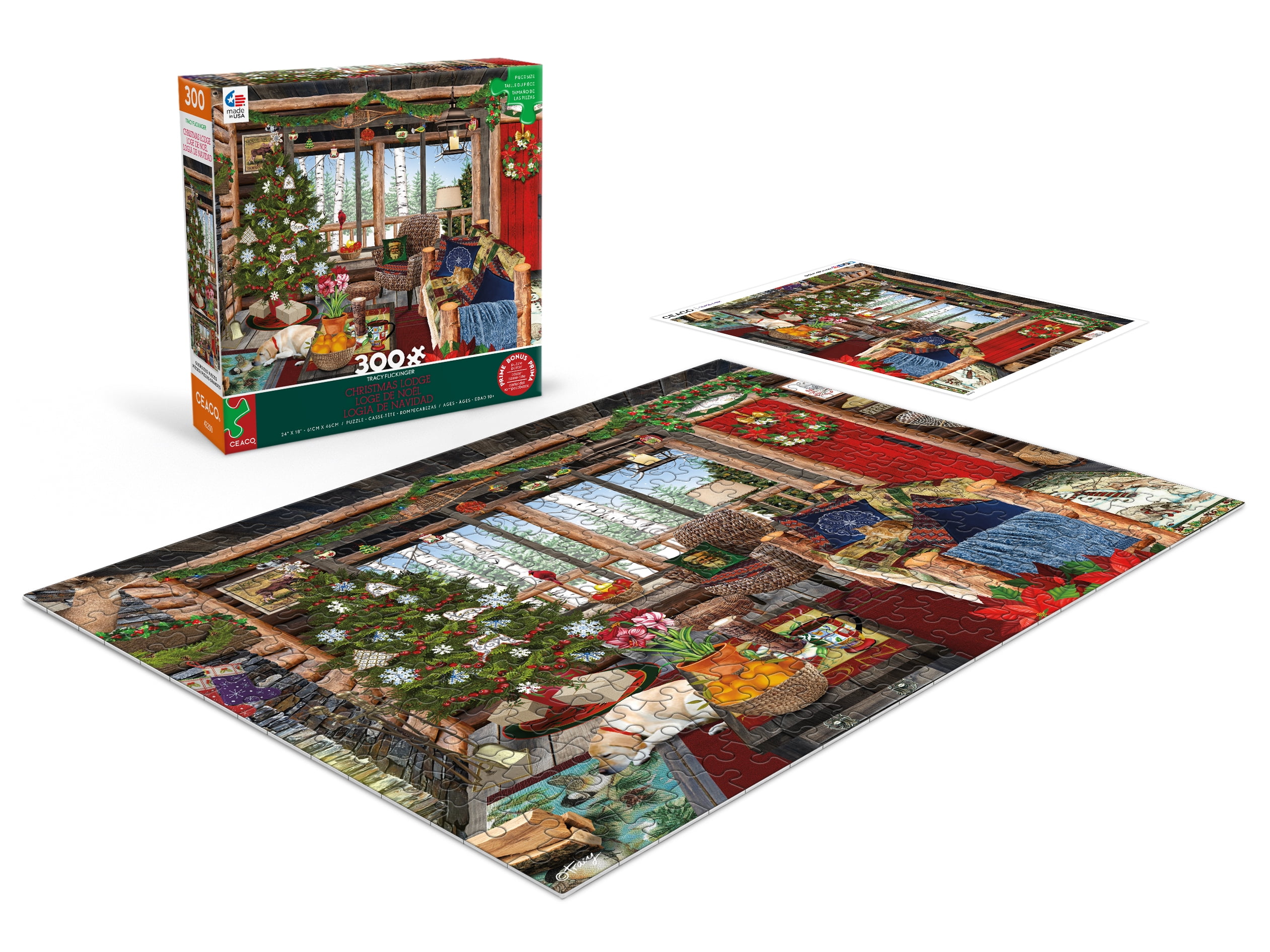 Ceaco - Tracy Flickinger Christmas Lodge - 300 Piece Interlocking Jigsaw Puzzle