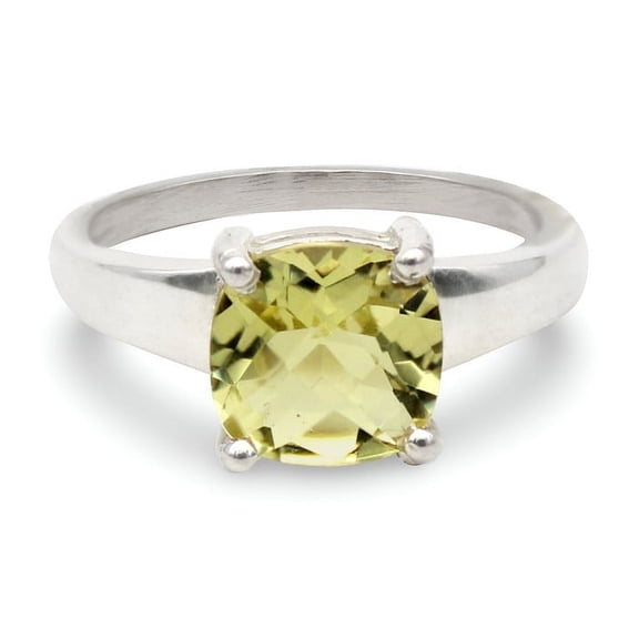Unique Lemon Quartz Ring- 925 Sterling Silver Ring-Dainty Everyday Ring-Engagement Gift-Lovely Yellow Gemstone Wife Ring Gift