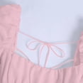 thumbnail image 4 of Lovskoo Summer Dresses for Women 2024 Square Neck Puff Short Sleeve Tie Back Dress Casual Shift Mini Dress Pink M, 4 of 8
