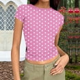 thumbnail image 2 of Women’s polka Dot tees Slim Groove Strip Short Sleeve Tops Summer Round Neck Pullover T-Shirt, 2 of 6
