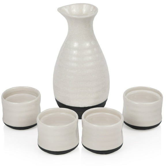 True Fervor Ceramic Sake Set, 3.5oz Saki Cups and 8oz Sake Bottle Carafe