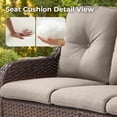 thumbnail image 3 of PARKWELL Outdoor 3 Seats Sofa - Rattan Wicker Patio Couch with Cushions - Steel Frame - Brown Wicker, Gray Cushions, 3 of 9