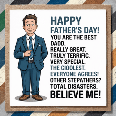 Happy Father's Day Greeting Card - Humorous Dadd Card for Birthdays, Stepfathers & Celebrations - Blank Inside with Envelope