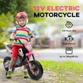thumbnail image 5 of Qaba Kids Motorcycle with Twist Grip Throttle, 12V Electric Motorcycle with Training Wheels, Rear Suspension & Music, Pink, 5 of 9
