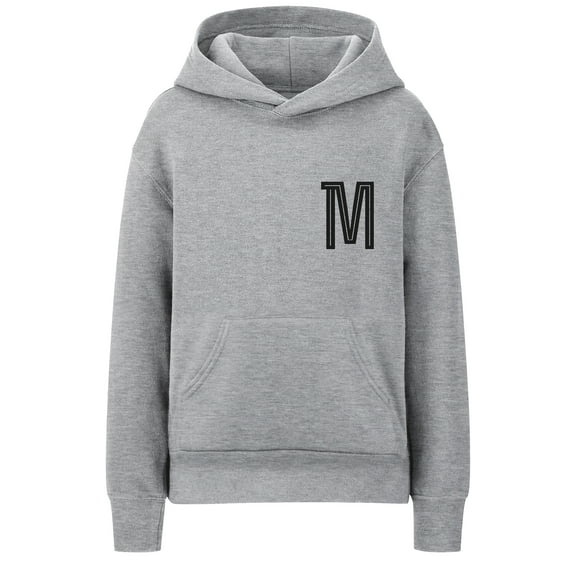 Daxton Youth Unisex Pullover Hgray Hoodie Mid-Weight Fleece Sweater Custom Black Numbers and Letters, M, M