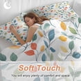 thumbnail image 5 of Colorful Botanical Bedding 3 Piece Duvet Cover Set Full Size, Watercolor Country Summer Leaves Soft Microfiber Comforter Cover with Zipper Closure & Pillowcases, Wrinkle & FadeResistant Quilt Cover, 5 of 9