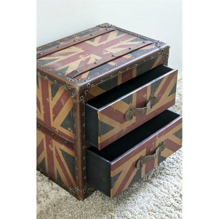 International Caravan Union Jack 2 Drawer End Table In Antique