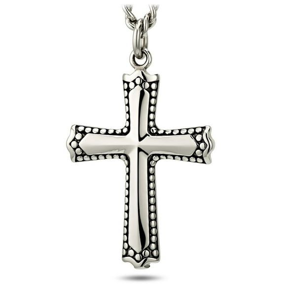 Women's Stainless Steel Reflection Cross Necklace-John 19:30 by Shields of Strength