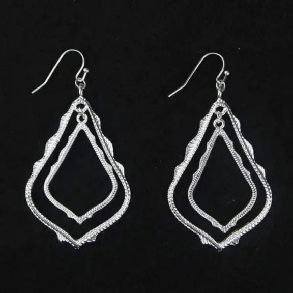 Hammered Filigree Hollow Earrings Layer Teardrop Hook Fashion Women Gold Jewelry