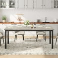 thumbnail image 2 of 71 Inch Industrial Dining Table, Large Rectangle Kitchen Table with Metal Legs, Round Corners, Wooden Conference Tables Writing Desk for Dining Room, Living Room, 2 of 8