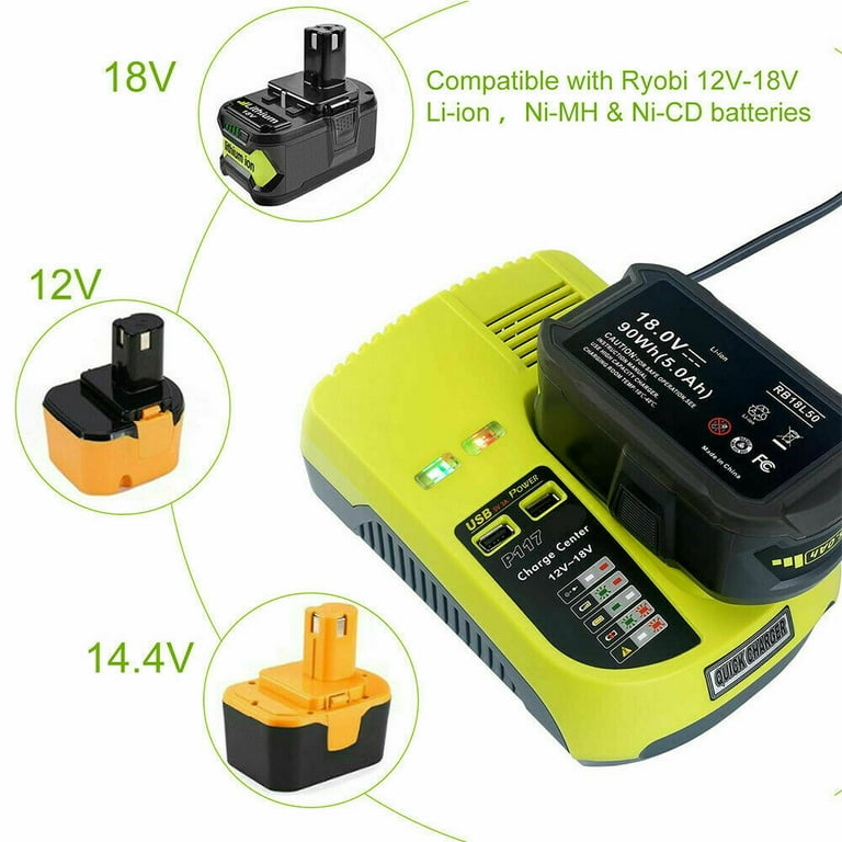 Dual Battery Charger For RYOBI One+Plus High Capacity 18 Volt Lithium-Ion  P108