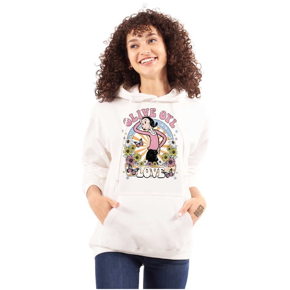 Cute Olive Oyl Cartoon Flower Love Hoodie Sweatshirt Women Brisco Brands S