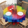 thumbnail image 3 of Colorful Rainbow Checkered Pattern Round Tablecloth 60"x60",Wrinkle Wipeable Table Cloth for Kitchen Dining Room Picnic Patio Party, 3 of 6