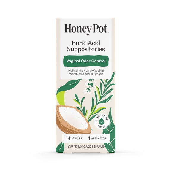 Honey Pot Boric Acid & Herbs Suppositories, 14 count