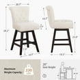 thumbnail image 6 of Dycanpo 26" Swivel Bar Stools Set of 6 with Back & Footrest, Counter Stools for Kitchen ,Beige-Fabric, 6 of 11