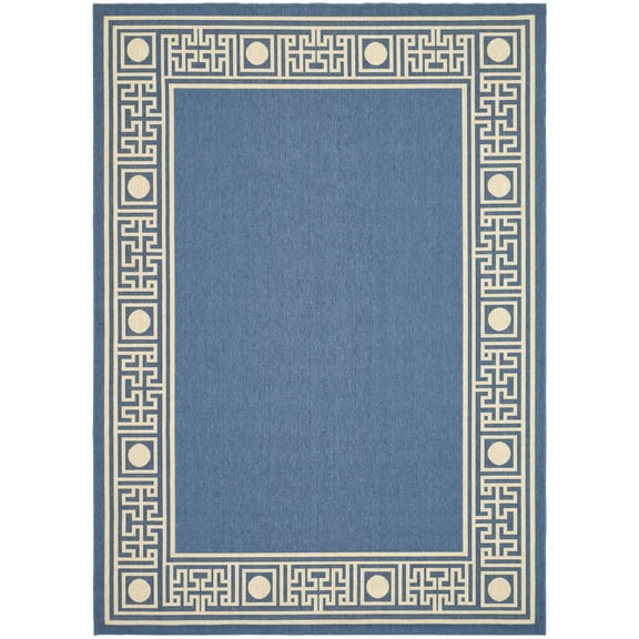 SAFAVIEH Courtyard Chase Traditional Indoor/Outdoor Area Rug, 2'7" x 5', Blue/Beige