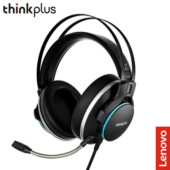 thinkplus Lenovo Thinkplus G50B Pro Gaming Headset with 50mm Drivers, 360° Omnidirectional Mic, ENC Dual-Mic Noise Cancellation, Ergonomic Design, and USB Connectivity - Black