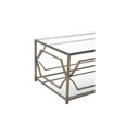 thumbnail image 2 of Pangea Home Edward Metal Rectangle Coffee Table with Glass in Brushed Brass, 2 of 4