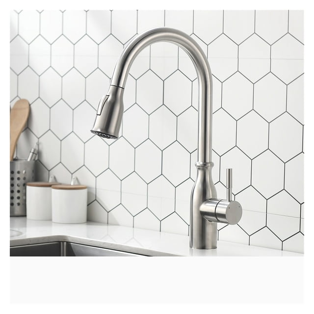 Gold Kitchen Faucets Silver Single Handle Pull Out Kitchen Tap Single Hole Handle Swivel Degree Water Mixer Tap Mixer Tap ,Effortless Installation