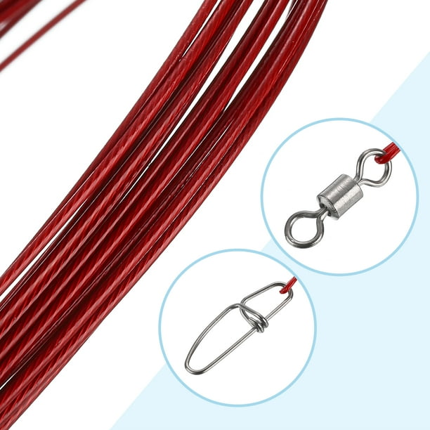 Uxcell 1.97 Fishing Leaders Wire Stainless Steel Fishing Leaders Trace  Line with Swivels and Snaps, 30 Pack, Red