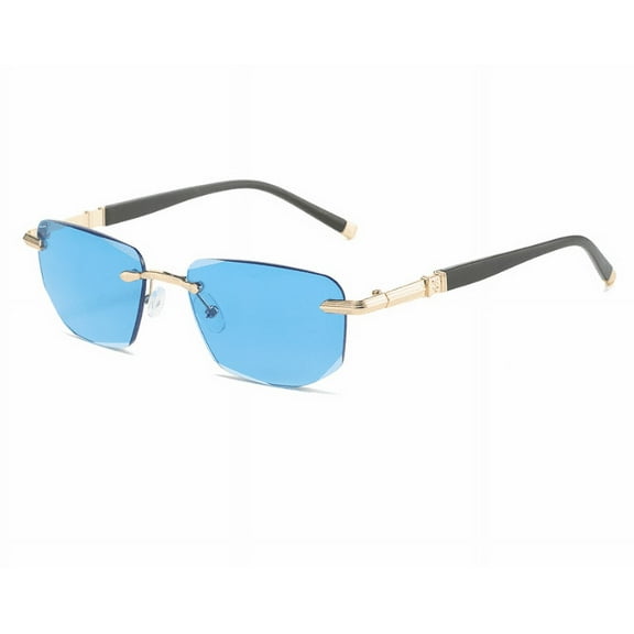 Ankedo Tinted Rimless Anti Blue Light Reading Glasses Frameless Sunglasses Readers Fashion Blue Eyewear Lens Presbyopia Glasses 1~ 4,Blue,3.50