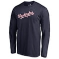 thumbnail image 2 of Men's Navy Washington Nationals Team Wordmark Long Sleeve T-Shirt, 2 of 3