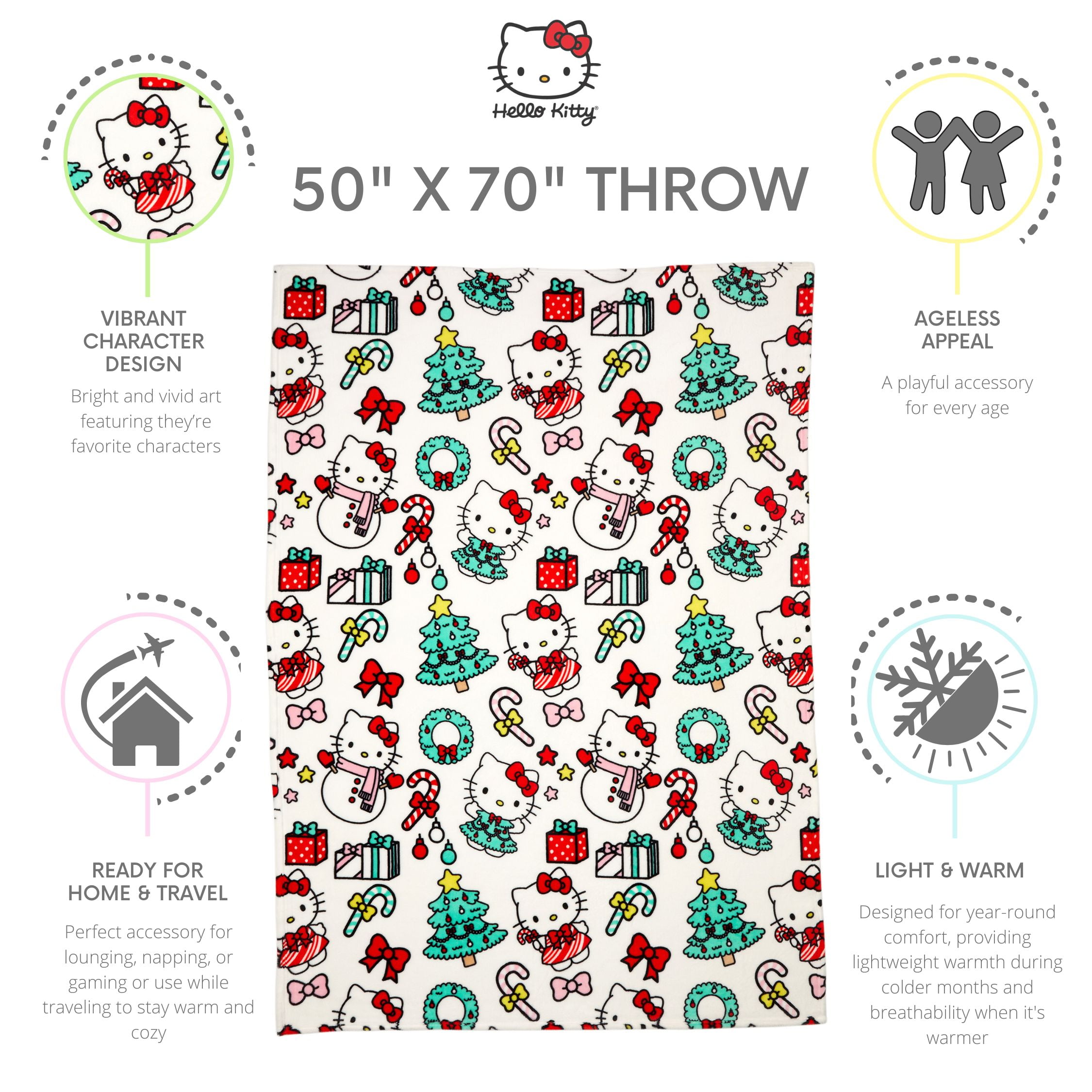 Hello Kitty Kids Silky Soft Plush Throw, 50 x 70