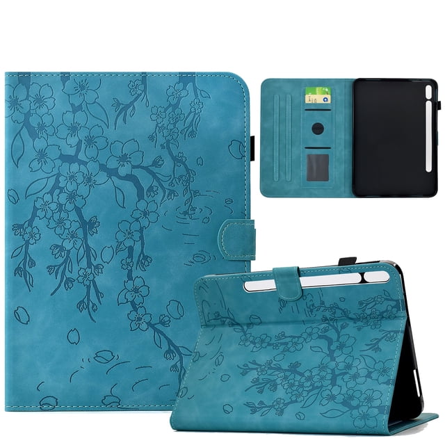 FOXDOCK Tablet Case for Samsung Galaxy Tab S9 FE with Card Slots, Auto Sleep/Wake, Stand Function, Full Protection Floral Folio Cover