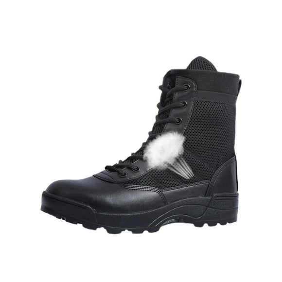 Colisha Mens Hiking Shoes Non-Slip Tactical Boot Comfortable Desert Combat Boots Jungle Lightweight Lace Up Black (Mesh Upper) 9