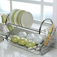 thumbnail image 2 of Large Dish Drying Rack Cup Drainer 2-Tier Strainer Holder Tray Stainless Steel Kitchen Accessories, 2 of 8