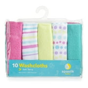 Spasilk Baby Washcloth Wipes Set for Newborn Boys and Girls, Terry Bath Scrub, Pack of 10, Aqua Bubbles