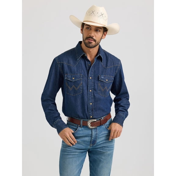 Wrangler Dark Denim Snap - Mens Shirt - 112361700