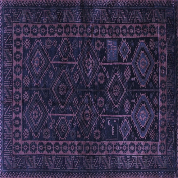 Ahgly Company Machine Washable Indoor Square Persian Blue Traditional Area Rugs, 6' Square