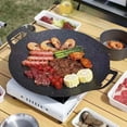 thumbnail image 2 of 24cm Round Iron Non-Stick Grill Plate - Portable Stove-Top Barbecue Pan for Outdoor Camping, Picnics & Indoor Use - Universal Compatibility with Most Stoves/Grills - Durable, Easy to Clean, 2 of 6