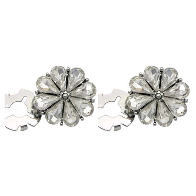 QualitChoice 2pcs Zinc Alloy Flower Sleeve Button Cover Clip On Button Covers For Shirts Rhinestone Button Covers A