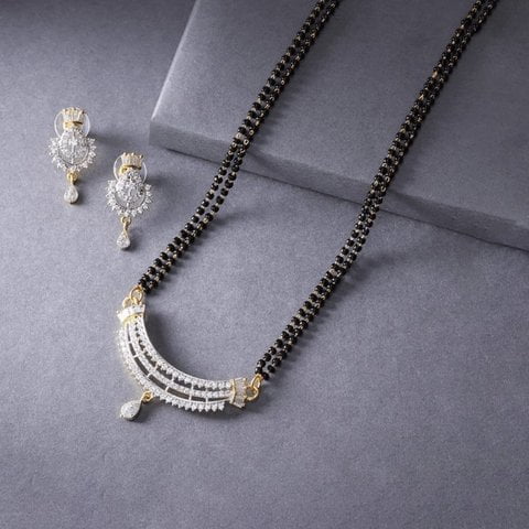 Jewels Galaxy Crescent Shape Mangalsutra Necklaces (Multicolour)