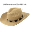 thumbnail image 6 of OwnShow Straw Cowboy Hat for Women Men Western Sun Hat Wide Brim Summer Belt Cowgirl Hats, 6 of 14