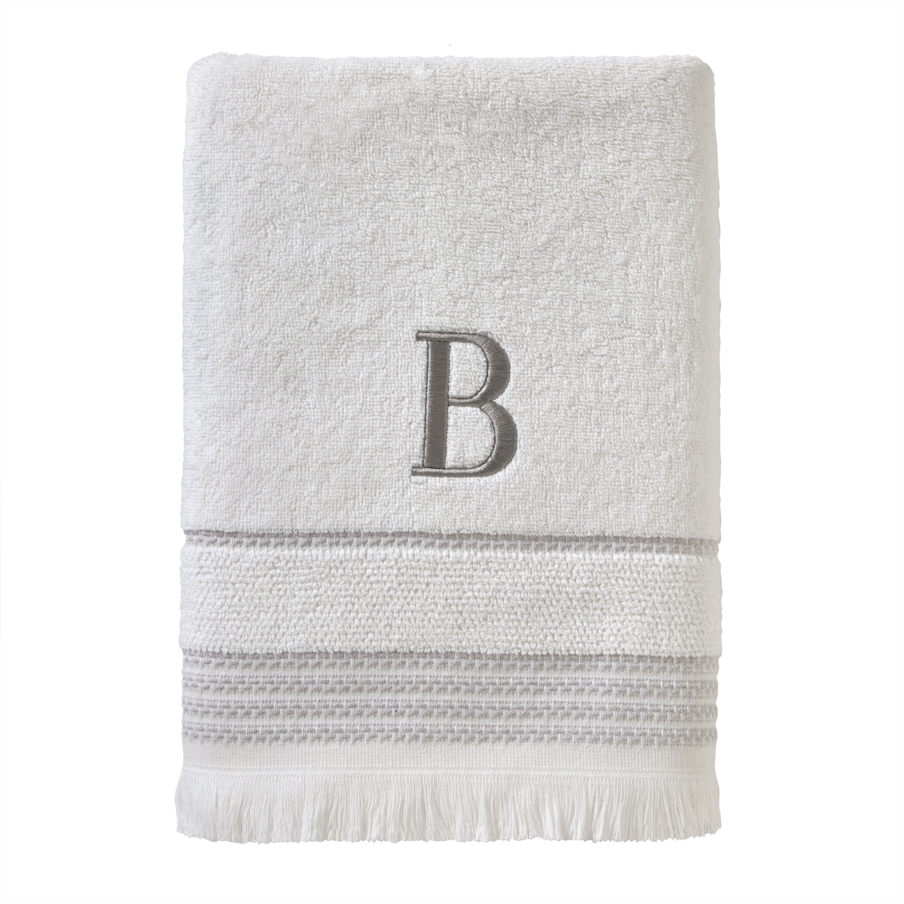 SKL Home Monogram Cotton Bath Towel,  'B', White